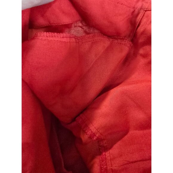 Vintage Chaus Red Short Sleeve Button-Up Blouse With Embroidered Crest Pocket - Picture 5 of 8